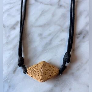Lava Stone Diffuser Pendant Necklace Adjustable Black and Orange
